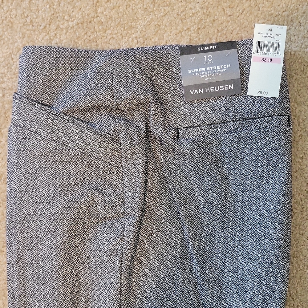 Van Heusen Geometric Patterned Pants - Black and White